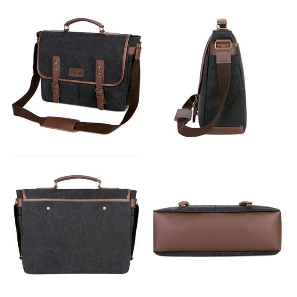 Bolsa Mensajero de Lona y Cuero para Hombre: Combinación Perfecta de Utilidad y Elegancia - Image 7