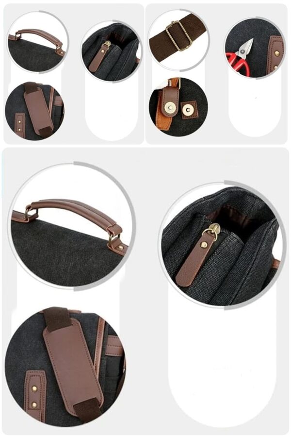 Bolsa Mensajero de Lona y Cuero para Hombre: Combinación Perfecta de Utilidad y Elegancia - Image 6