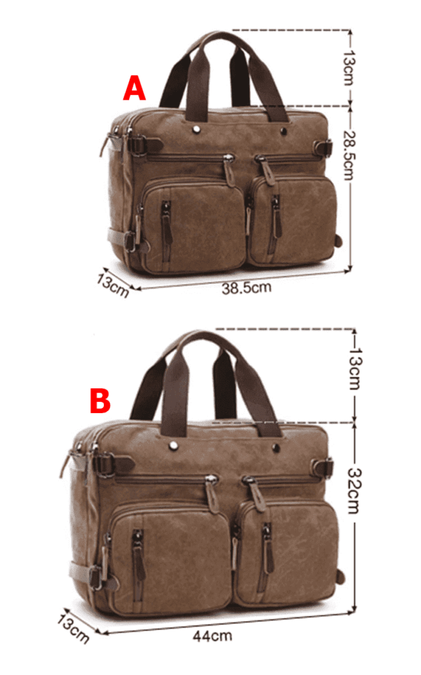 Bolsa Laptop Grande Multifuncional 3 en 1 de Lona: Mochila, Mensajero y Maletín - Image 15