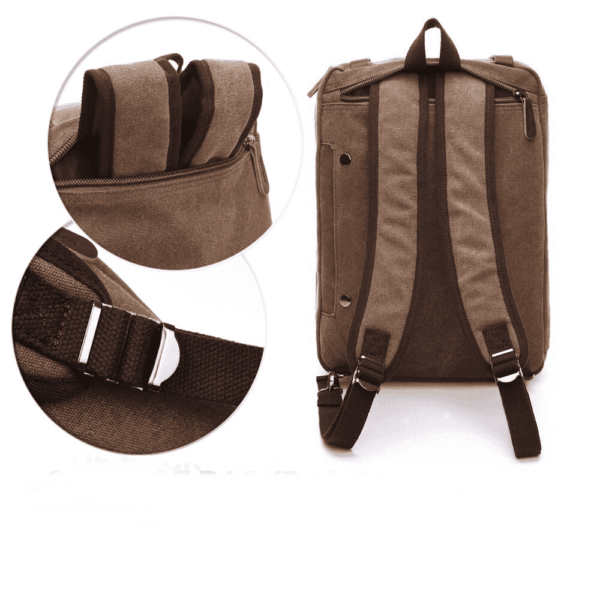 Bolsa Laptop Grande Multifuncional 3 en 1 de Lona: Mochila, Mensajero y Maletín - Image 10