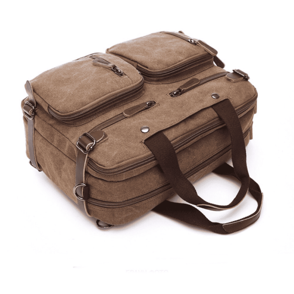 Bolsa Laptop Grande Multifuncional 3 en 1 de Lona: Mochila, Mensajero y Maletín - Image 6