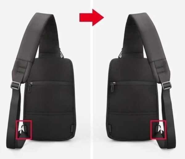 Mochila Cruzada Hombre Impermeable Negra con USB - Image 4