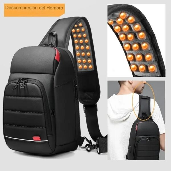 Bolso Mochila Cruzada Impermeable Antirrobo con Puerta USB - Image 11