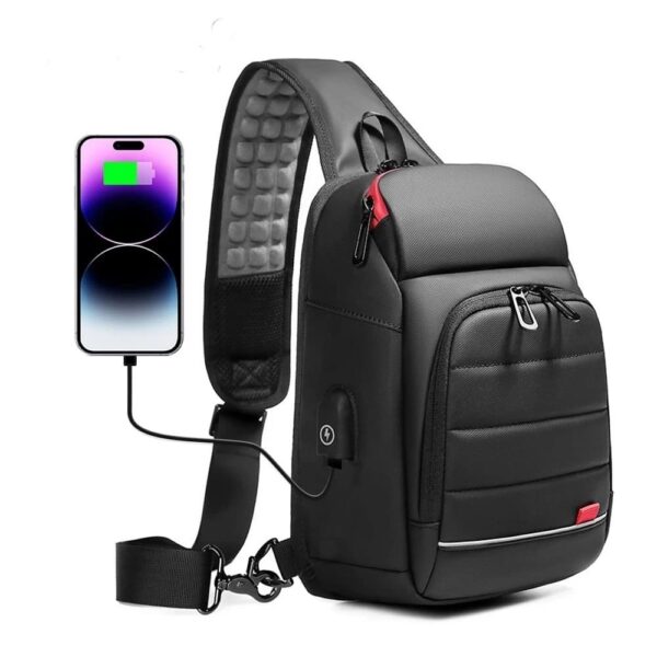 Bolso Mochila Cruzada Impermeable Antirrobo con Puerta USB - Image 2