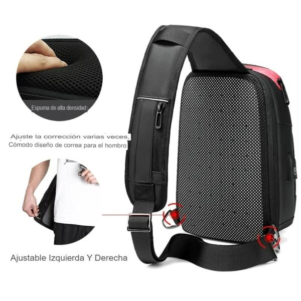 Bolso Mochila Cruzada Impermeable Antirrobo con Puerta USB - Image 8