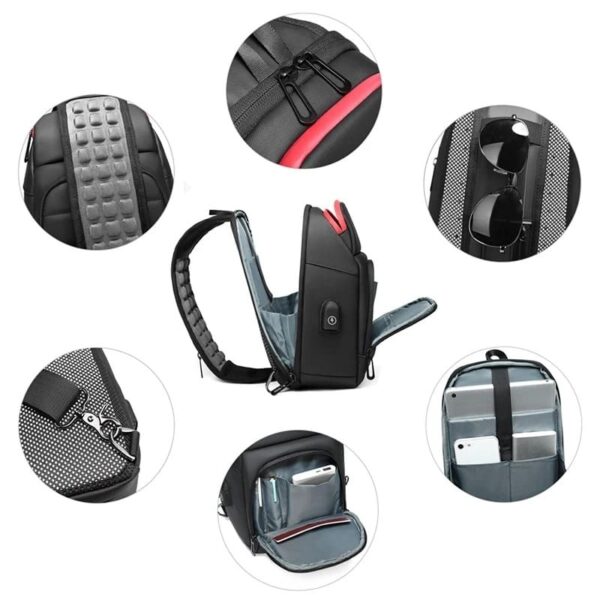 Bolso Mochila Cruzada Impermeable Antirrobo con Puerta USB - Image 10