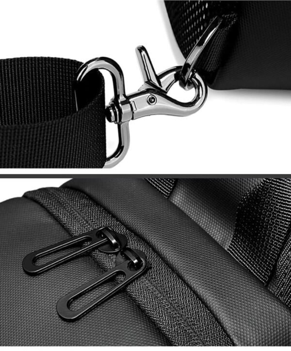 Mochila para Hombre Cruzada Impermeable Antirrobo Negra Con USB - Image 9
