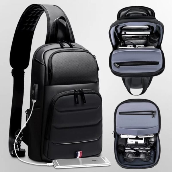 Mochila de Correa Cruzada Antirrobo Impermeable con USB - Image 14