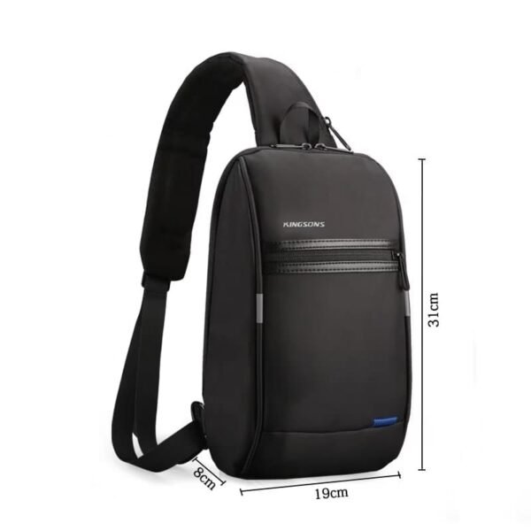 Mochila Cruzada Hombre Impermeable Negra con USB - Image 7