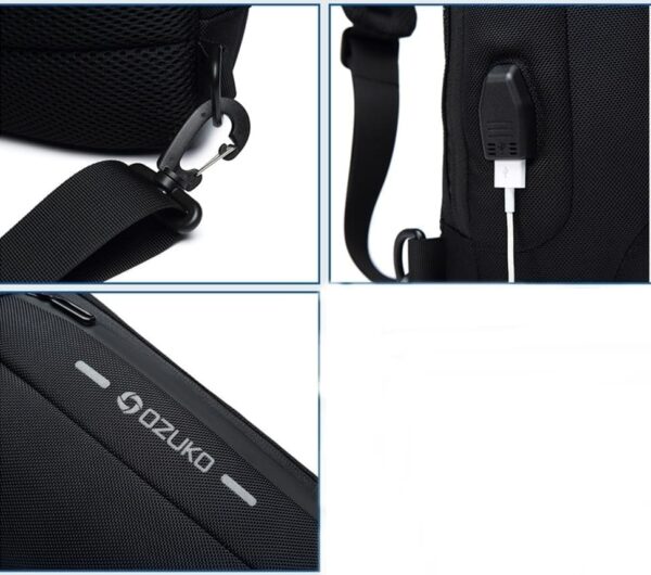 Mochila Cruzada Para Hombre Antirrobo Impermeable con USB - Image 4