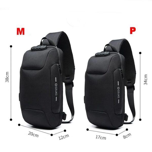 Mochila Cruzada Para Hombre Antirrobo Impermeable con USB - Image 2