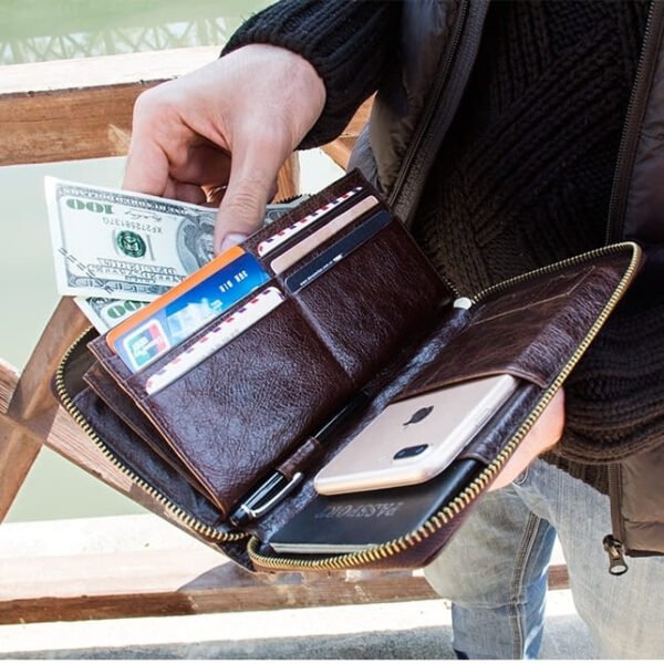Cartera de Mano de Piel con Porta Celular y Monedero - Image 4