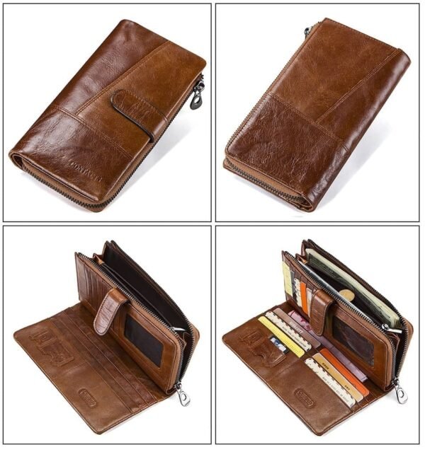 Cartera Larga de Piel con Porta Celular y Tarjetero - Image 5