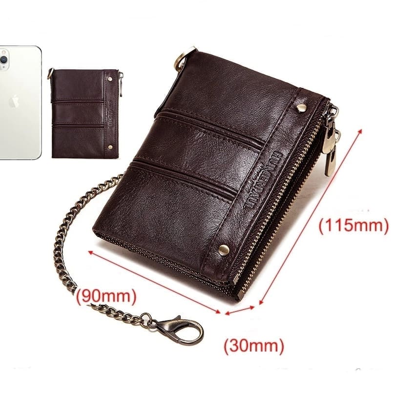 cartera de piel con proteccion rfid tarjetera monedero cadena 76