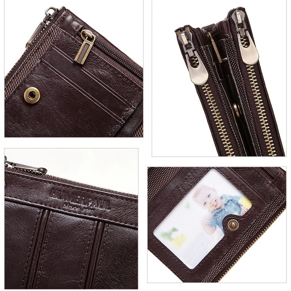 cartera de piel con proteccion rfid tarjetera monedero cadena 77