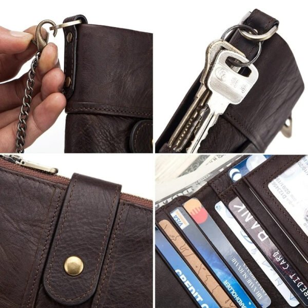 Cartera de Cuero Hombre Monedero con RFID y Cadena - Seguridad Reforzada - Image 7