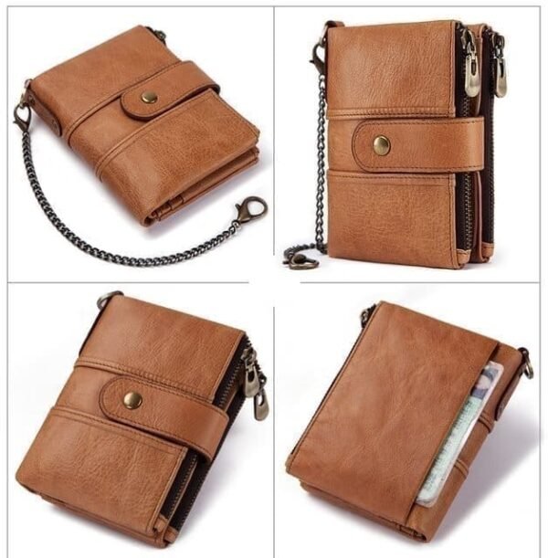 Cartera de Cuero Hombre Monedero con RFID y Cadena - Seguridad Reforzada - Image 5