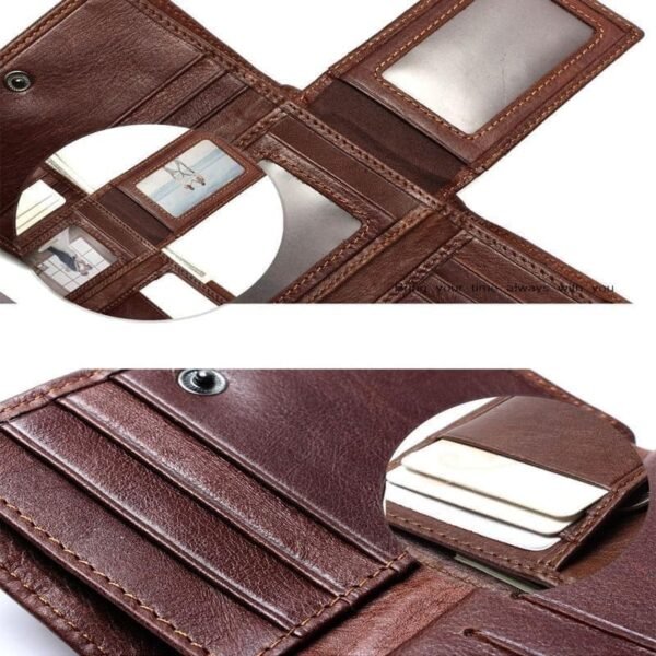 Cartera de Hombre Trifold RFID Cuero Vintage - Distinción y Seguridad Integradas - Image 9