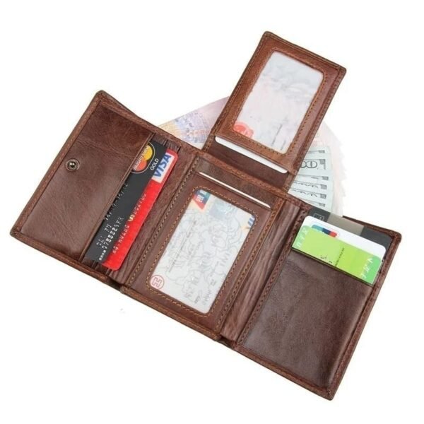 Cartera de Hombre Trifold RFID Cuero Vintage - Distinción y Seguridad Integradas - Image 10