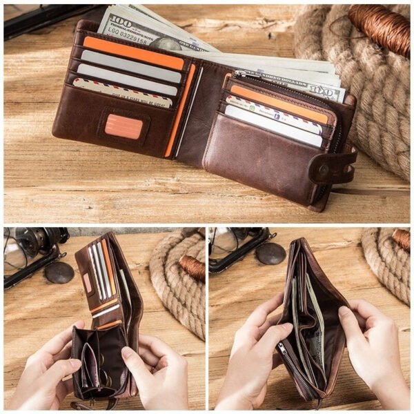 Cartera Piel Hombre con Porta Monedas y Protección RFID - Image 7