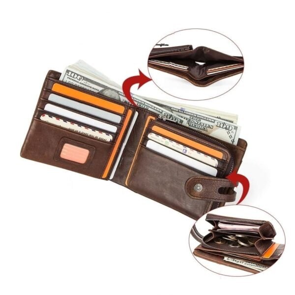 Cartera Piel Hombre con Porta Monedas y Protección RFID - Image 5